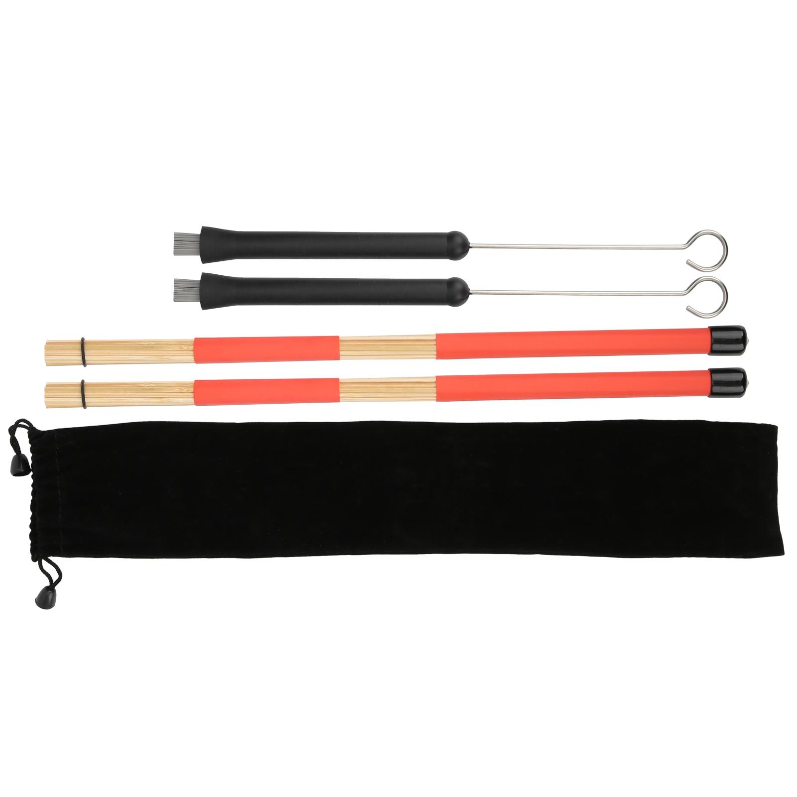 

Drum Stick Brush Set Jazz Retractable Metal Wire 19 Beam Rod + Plush Bag Percussion Accessories