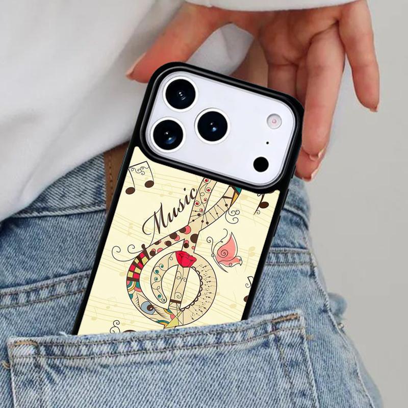 Treble Clef Music Note Phone Case for iPhone 17ProMax 12 13 14 15 16e 17 Pro Max Plus Air Cover