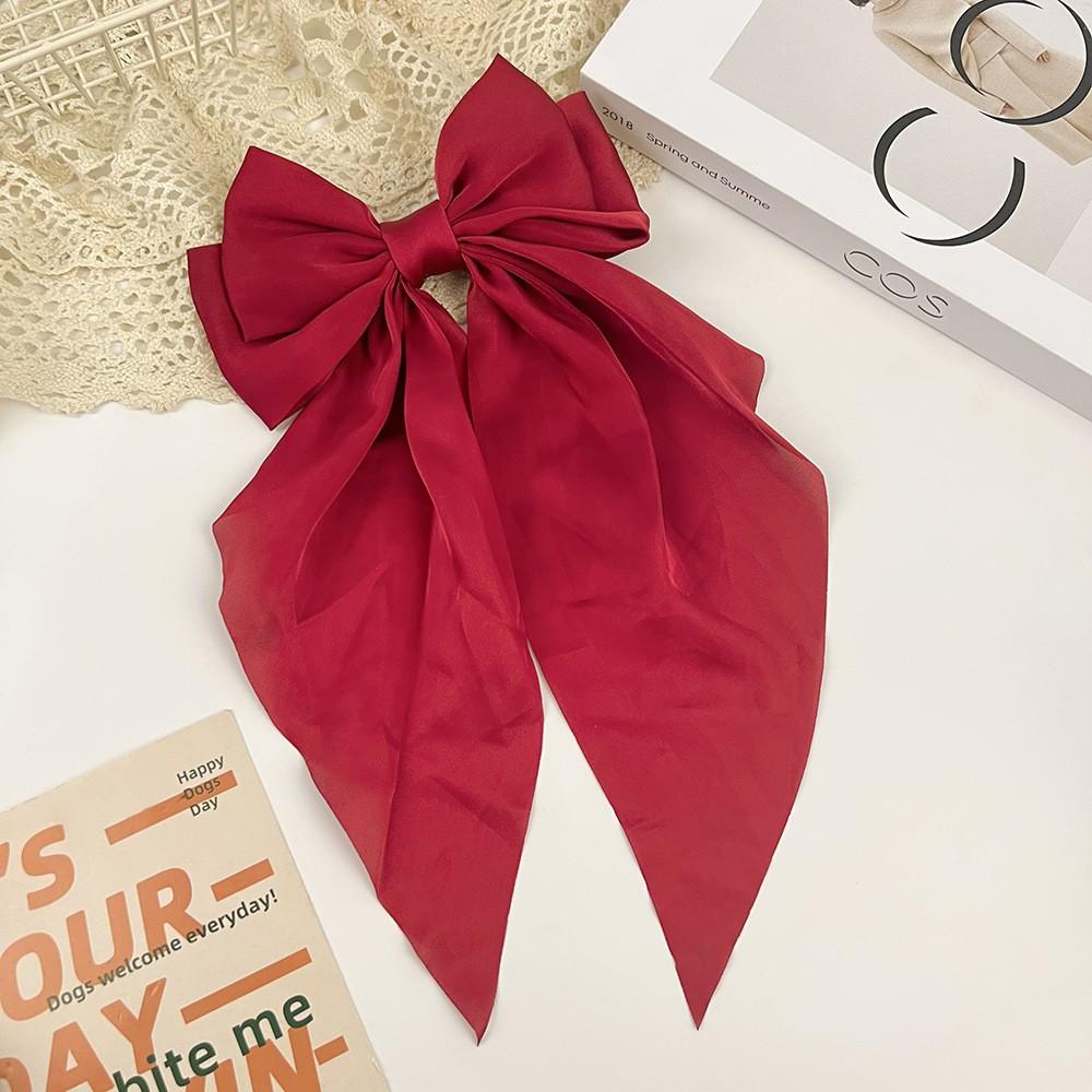 10 Stück Damen Große Schleife Haarspange Mädchen Chiffon Große Schleife Haarnadeln Satin Haarspangen Damen Einfarbig Pferdeschwanz-Clip Haarschmuck