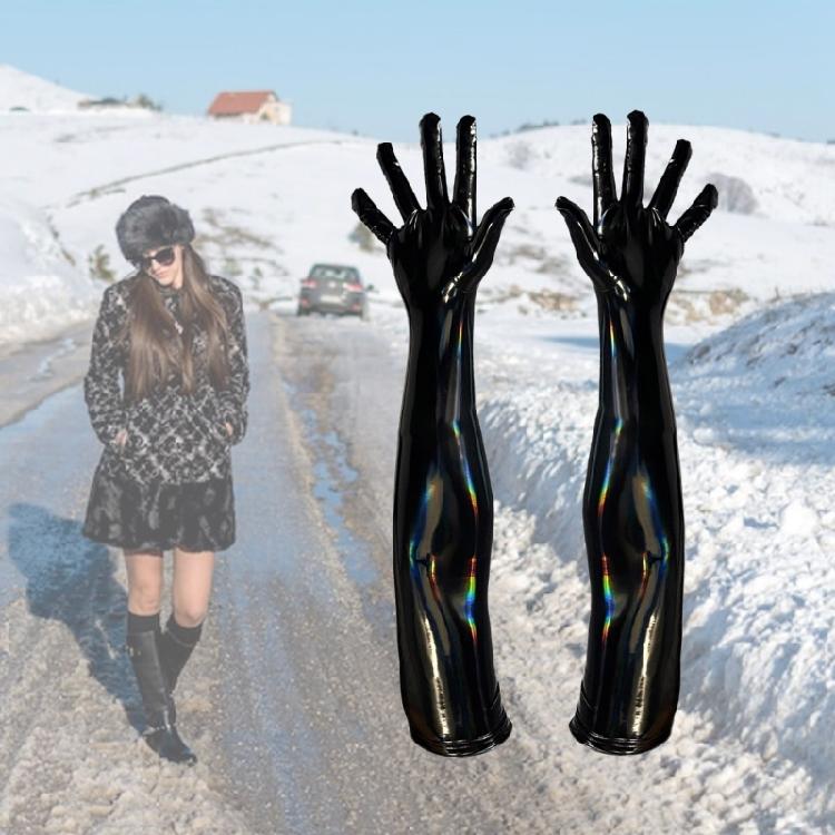 Elegant High Gloss Tight Gloves PU Leather Long Gloves for Fashionable Women Evening Event and Themed Parties Gathering