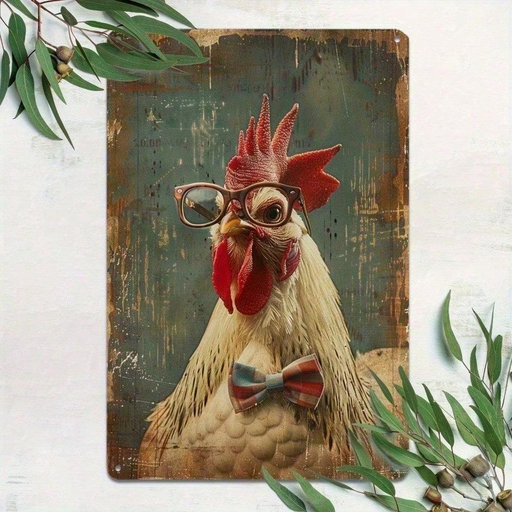 Rustic Farmhouse Rooster Metal Wall Art 12x8 Inch Humorous Home Decor Durable Aluminum Sign