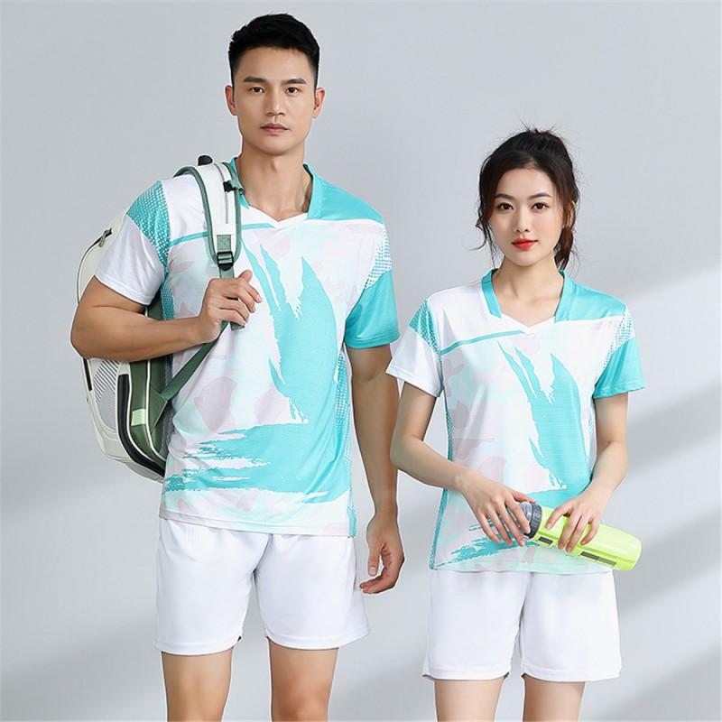 Unisex Badminton Sport Set Short Sleeve Top Shorts Men Women Kids Athletic Wear