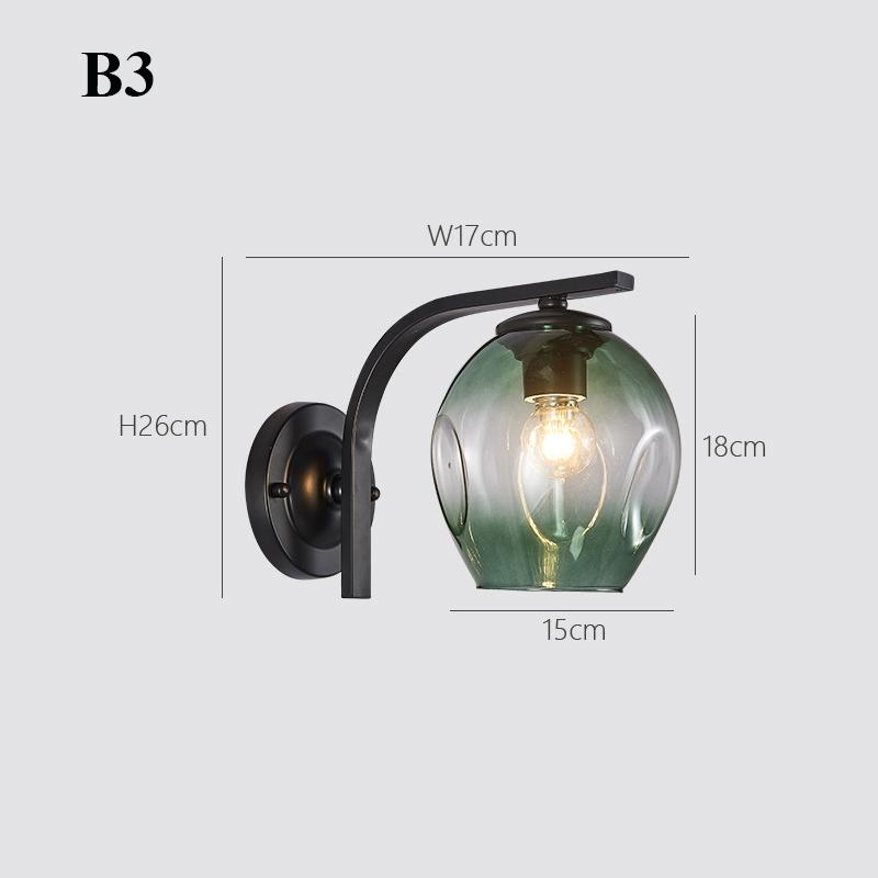 Color Modern Sconce Wall Lamp Glass Lampshade Loft Decorative Indoor Corridor Led Wall Lights Fixtures E27 Black Gold Blue
