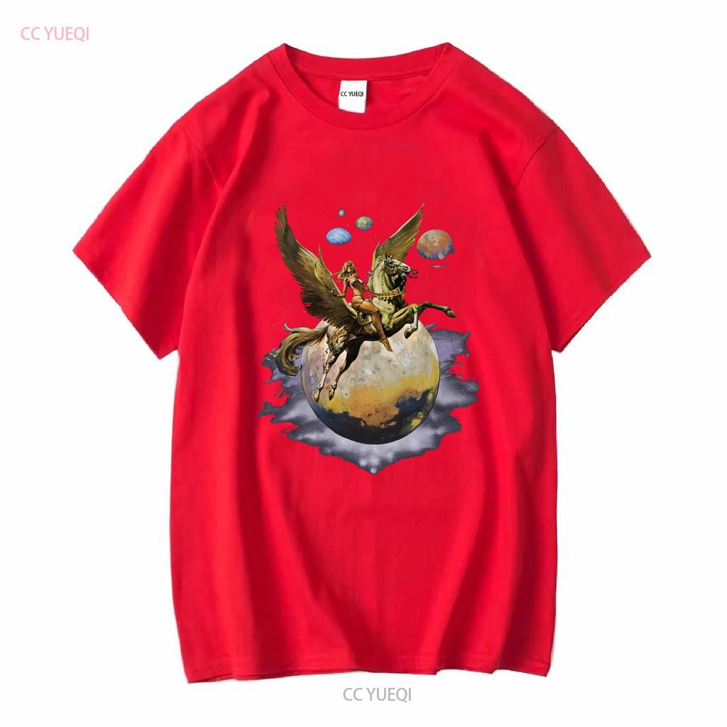 BORIS VALLEJO PEGASUS NEUES SCHWARZES T-SHIRT Lang- oder Kurzarm Vintage-Waschung Unisex Bequeme Streetwear Leicht stylisch