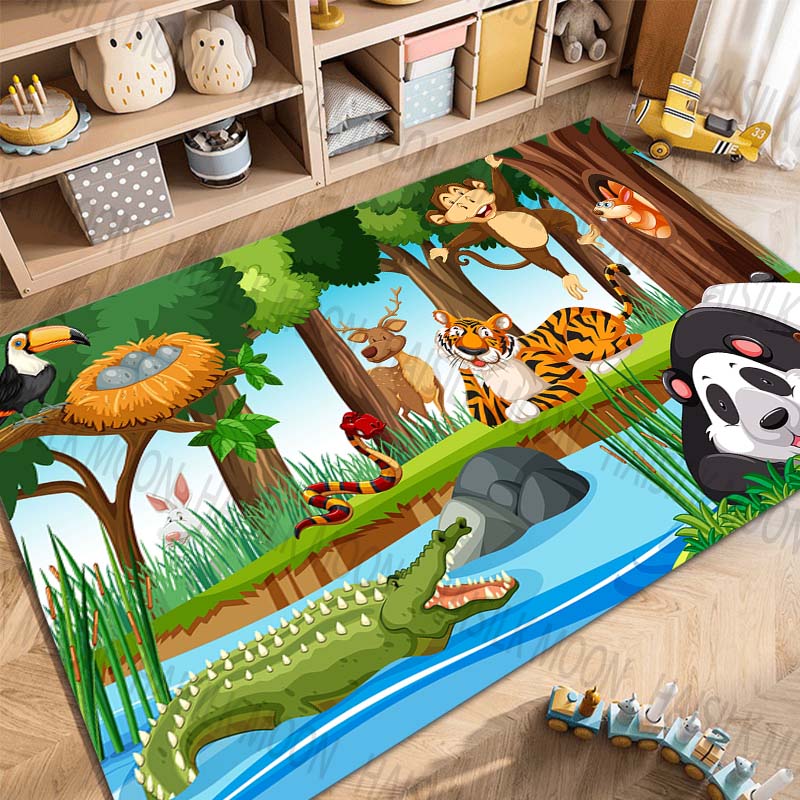 Multiple sizes Cartoon Zoo Theme Pattern Carpets for Bedroom Living Room Mat Creative Door Mat Dressing Room Rugs Luxury Gifts