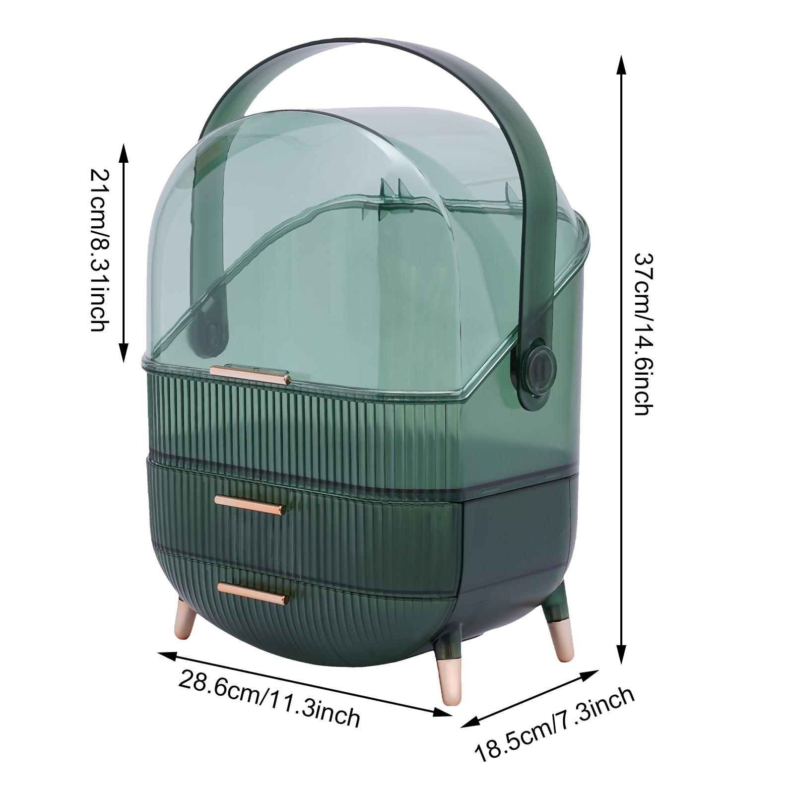 

Портативный органайзер для макияжа серии Retro, косметический ящик для хранения косметики с пылезащитной крышкой, органайзер для красоты с 2 ящиками GERMANY