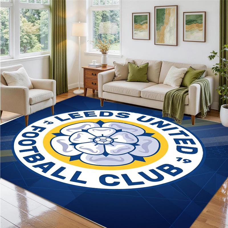Leeds United Design Crystal Velvet Rug Soft Decorative Mat for Bedroom Entrance