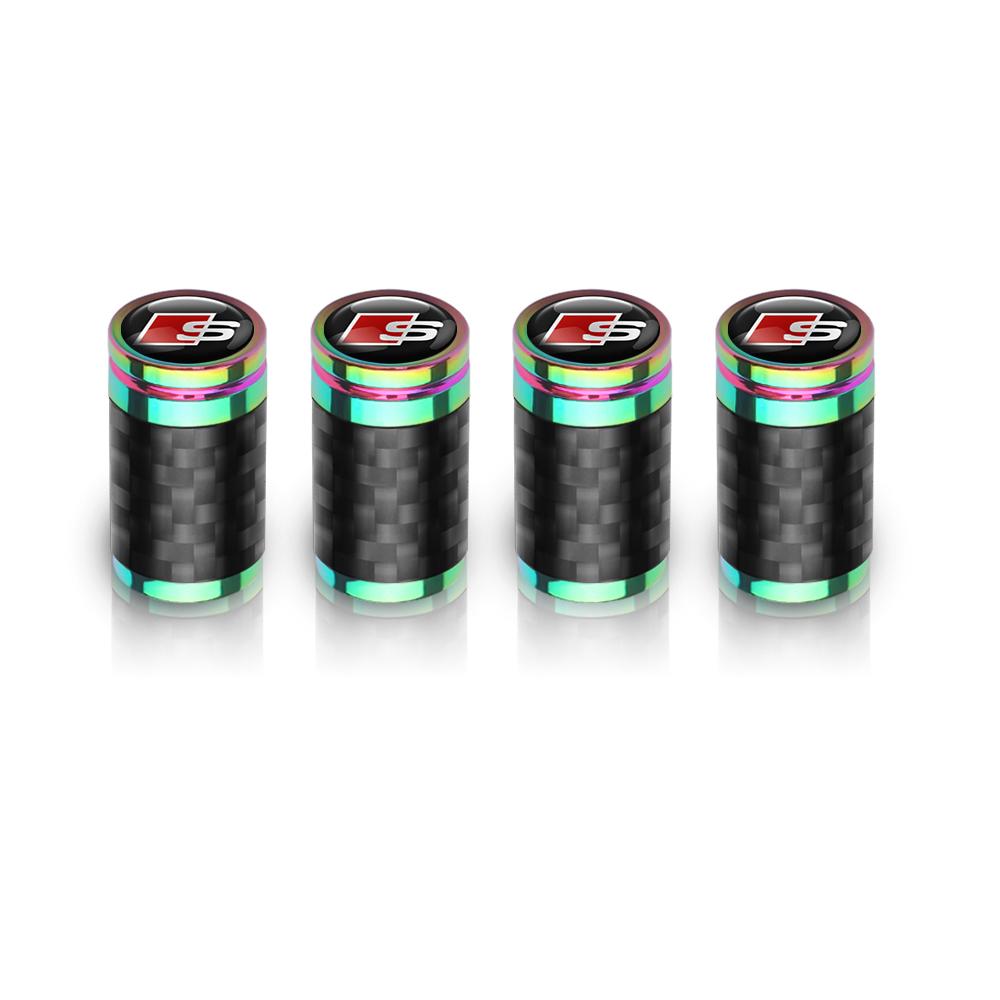 4Pcs Car Styling Wheel Tyre Valve Caps Carbon Fiber Air Stem Cover For 7ysvc SLINE RS TT Quattro A7 A8 Q3 A5 A6 B5 B6 B7 C5 C6 C7 ysvc7