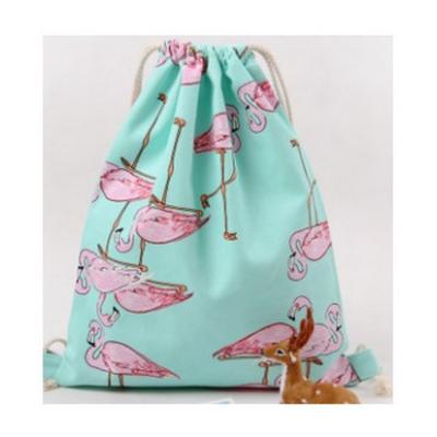 Drawstring Backpack Cloth Bag Back Bunched Mouth Female Backpack Casual Korean Version Large Capacity Travel Ethnic Style Folding Print