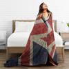 Vintage UK British Flag Sherpa Blanket Soft Warm Flannel Throw Blanket Bedding for Bed Living room Picnic Travel Home Couch
