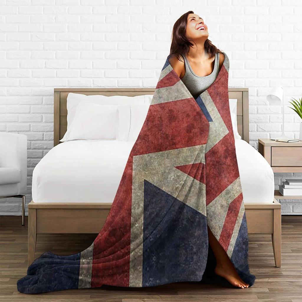 Vintage UK British Flag Sherpa Blanket Soft Warm Flannel Throw Blanket Bedding for Bed Living room Picnic Travel Home Couch