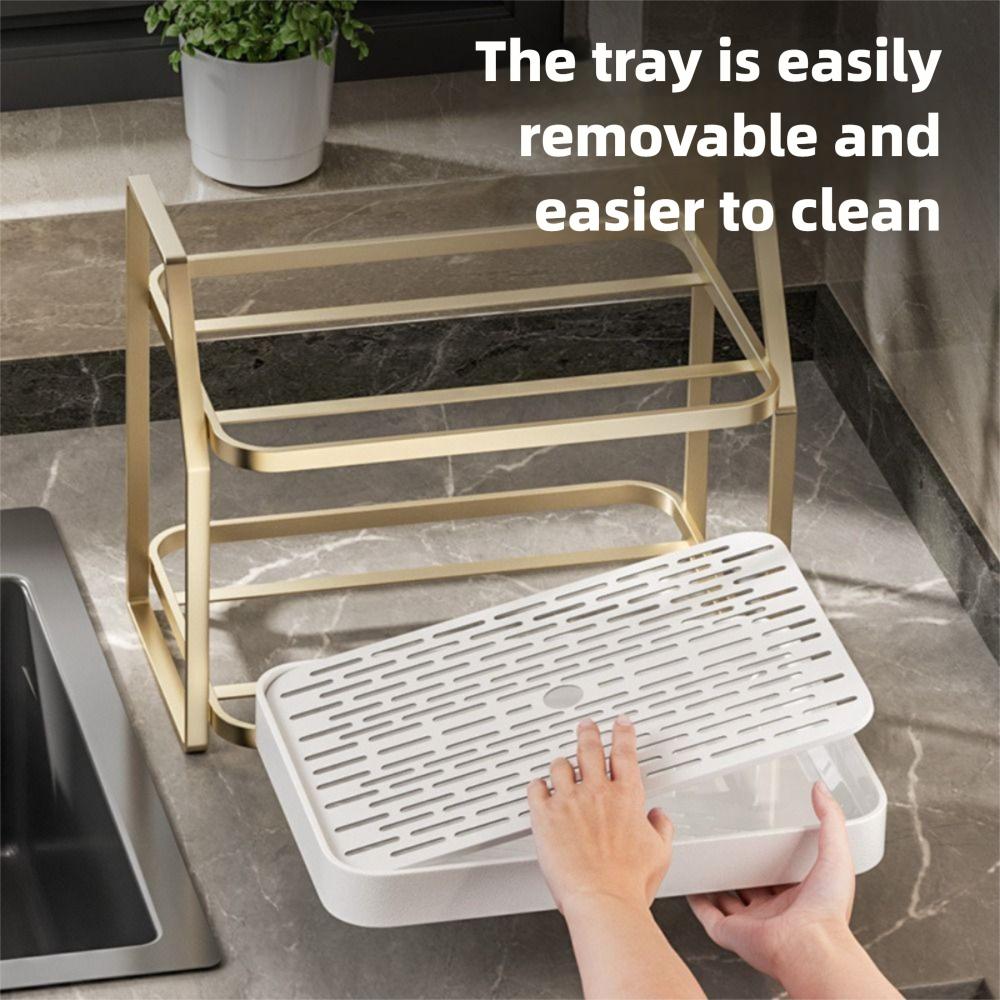 With Drip Tray Countertop Storage Rack Plastic + Carbon Steel Wine Glasses Holder  Bathroom