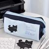 Black Cat Print Pen Storage Bag Large Capacity Pen Bag Fashion Pencil Case  Kids