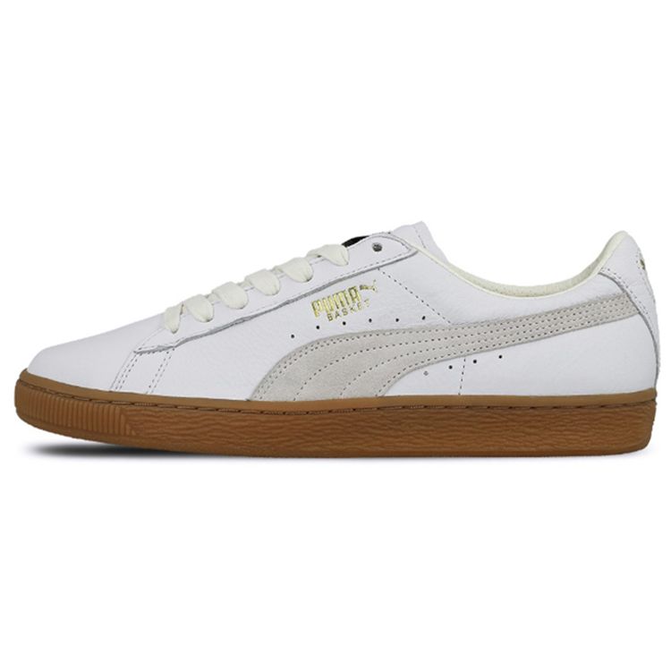 Puma Basket Gum Deluxe Retro Casual Low Top Sneakers Men Sneakers Gray White 365366-01