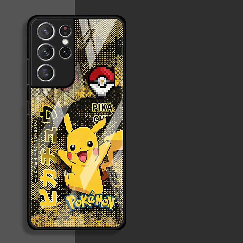 Cool Anime Pokemon Luxury Phone Cover Glass Case for Samsung Galaxy S25 Ultra S22 S21 S24+ S23+ S25+ S20 FE S23 Plus S24