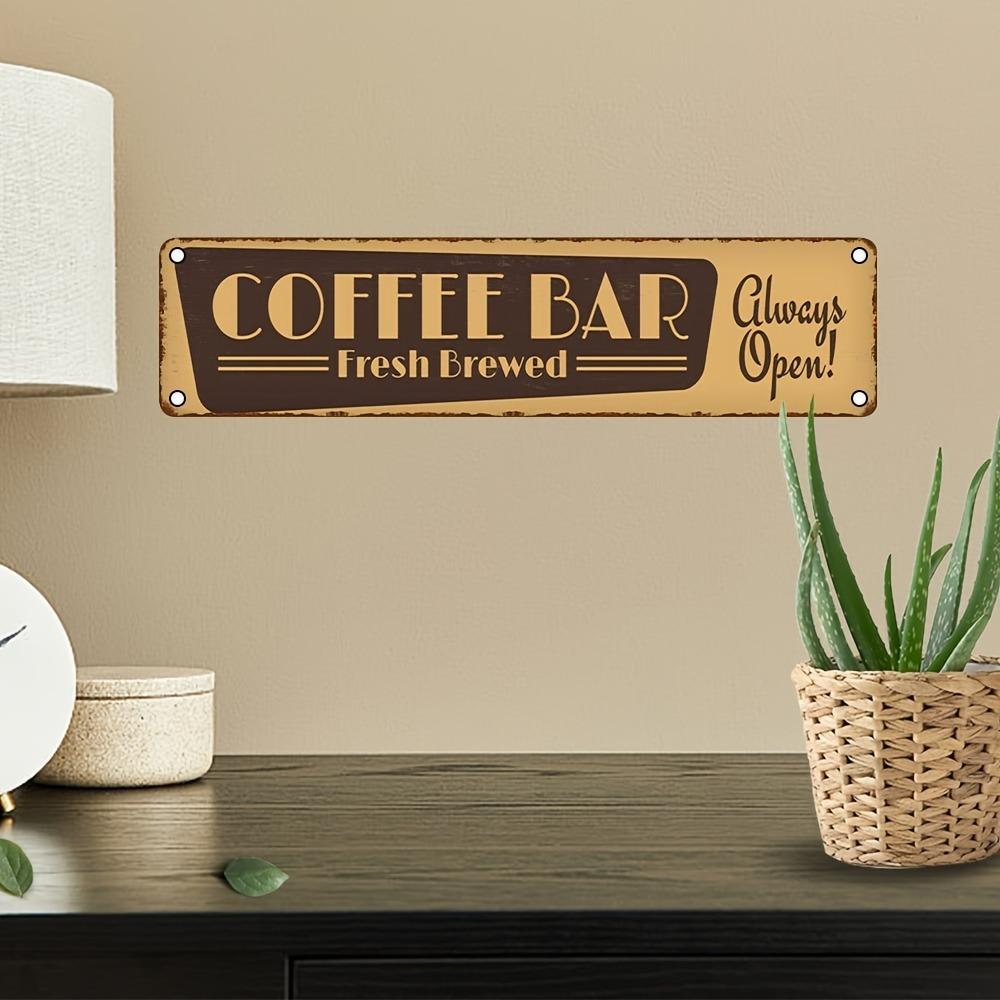 Vintage Rustic Coffee Bar Metal Sign 4x16 Inch, 2D Flat Wall Plaque, Perfect Gift for Home and Kitchen Decor