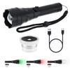 1000 Lumens Zoomable Hunting Flashlight TypeC Charging Aluminum Alloy Red Green White Light Long Range Heavy Duty