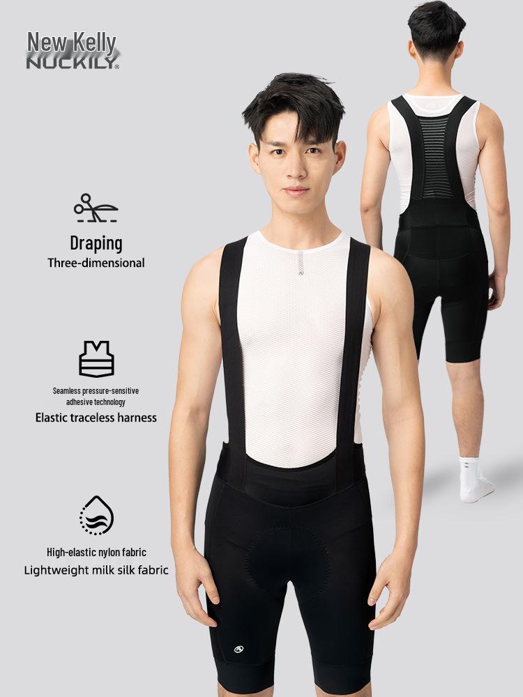 NUCKILY Herren Sommer Radhose mit Trägern und TMF Sitzpolster für Stoßabsorption