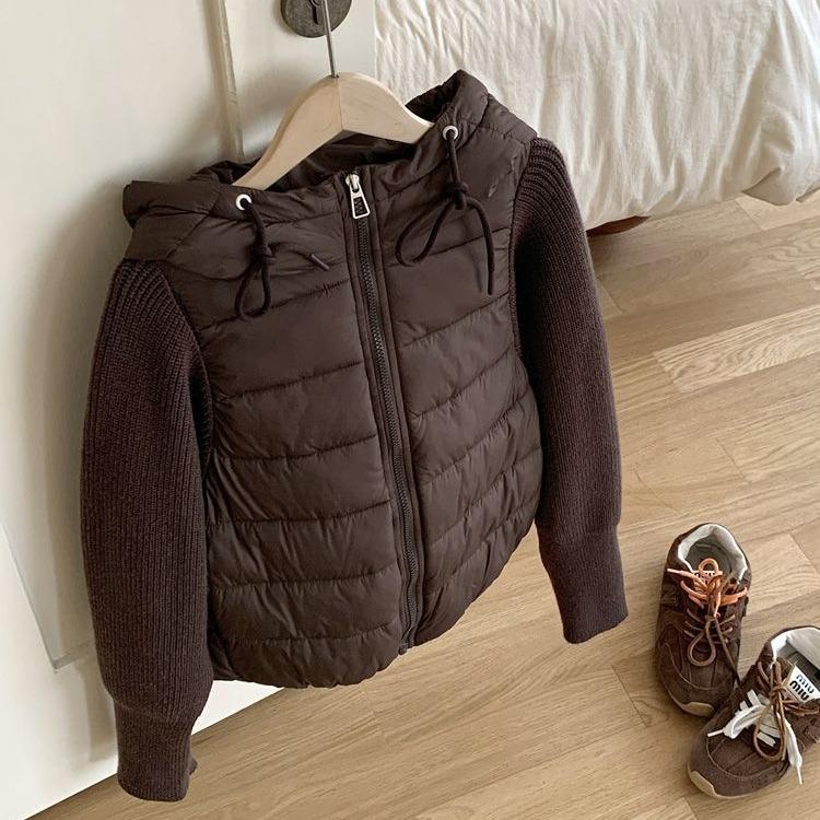 Lightweight Knit Sweater Sleeve Women Short Winter Cotton Coat Jacket