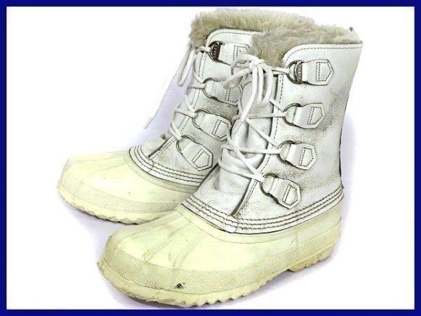 Made in Canada/Vintage/SOREL/Leather Snow Boots With Inner Liner/WOS7/23.5-24.5/White/High-End