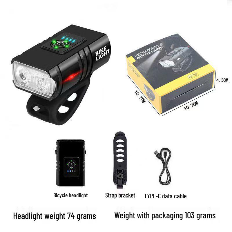 Aluminum Alloy Bike Headlight & Taillight Set: High-Brightness with Power Display for Night Riding