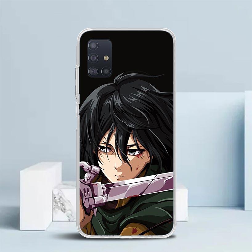 A-Attack on T-Titan Annie Mikasa Soft Cover for Samsung Galaxy A12 A22 A32 A52 A72 A02S Phone Case Note 20 Ultra 10 S10 Plus A51