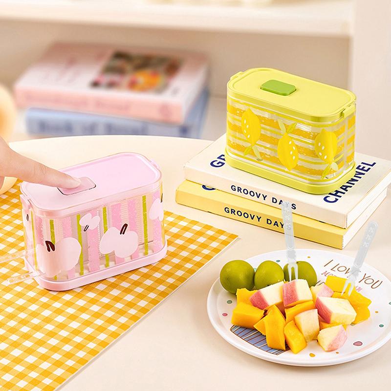 Disposable Fruit Fork Storage Box With 50 Pcs Fruit Forks Press Design Reusable Portable Fork Organizer Home Party Use