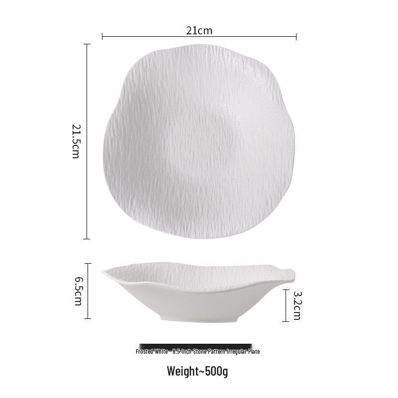 High-End Irregular Ceramic Stone Pattern Dinner and Salad Plate Set