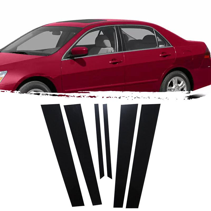 6PCS Gloss Black Window Door Pillar Posts Trims For Honda Accord 2003-2007 Sedan