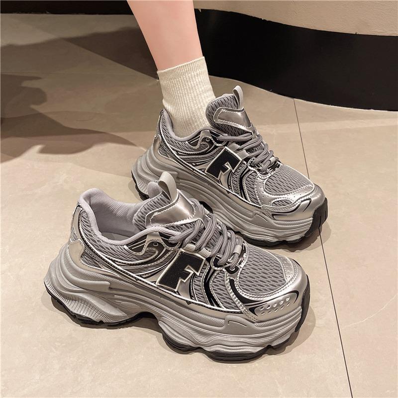 Jarní Nové Retro Boty s Tlustou Podrážkou, Barevné Šněrovací Trendy Boty pro Páry, Ležérní Sportovní Boty, Všestranné