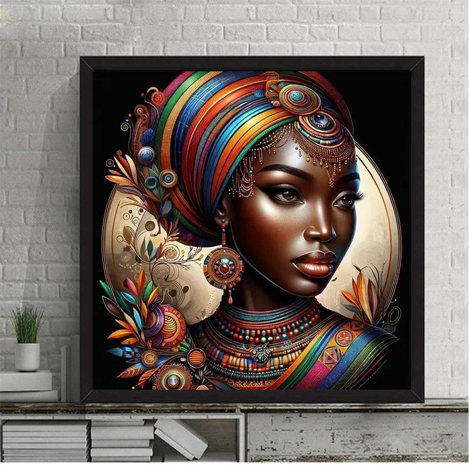 5D DIY African Women Diamond Painting Mosaic Sale Full Square Round Diamond Painting DIY Embroidery Picture Of Rhinestones
