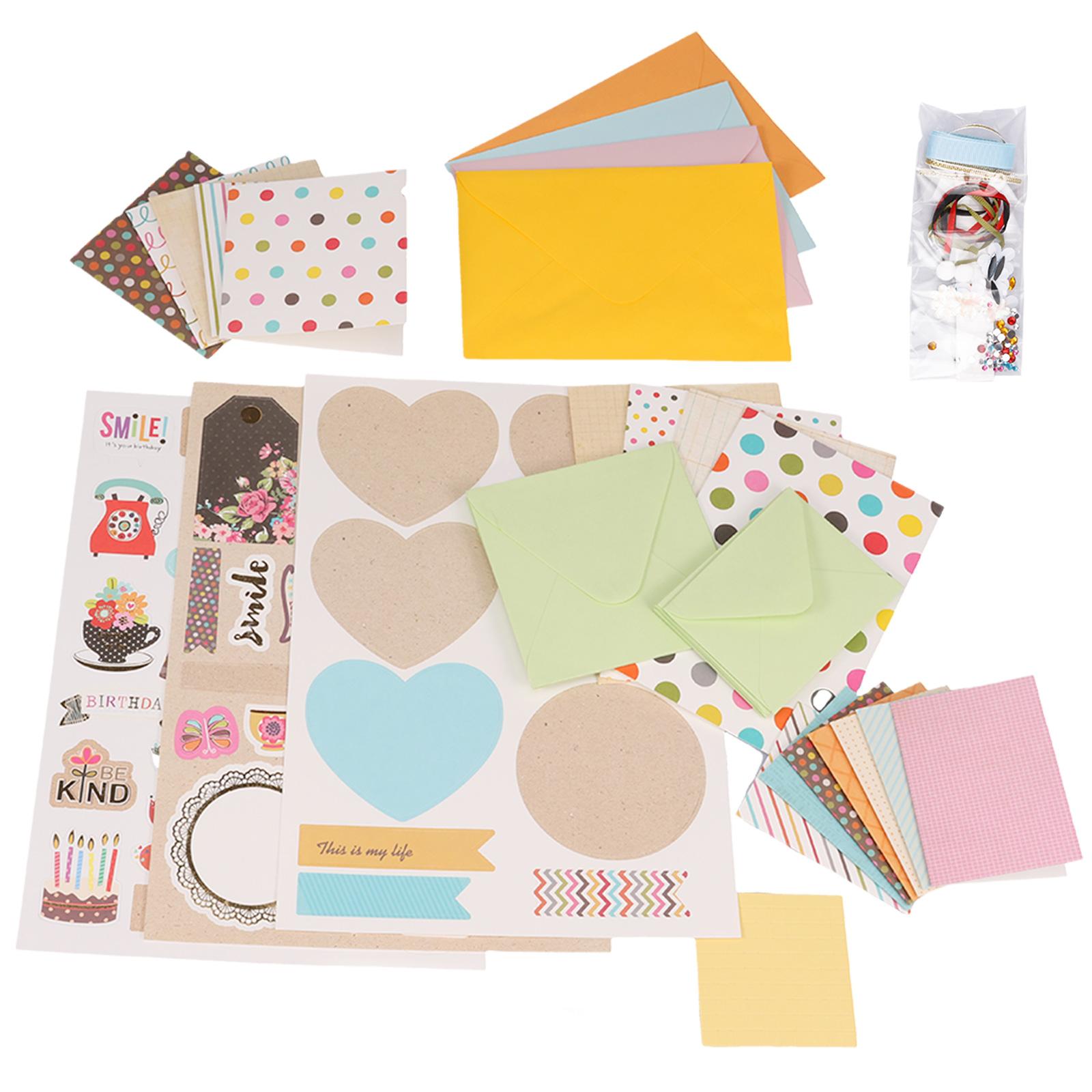 

DIY Greeting Card Kits Includes 16 Cards 16 Envelopes with Decoration Accessories Handmade DIY Greeting Card Making Tool for Kid зелёный