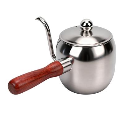Konvice na kávu Pour Over 500ml 304 Nerezová ocel Husí krk Výlevka Kávová překapávací konvička s dřevěnou rukojetí pro Kempování