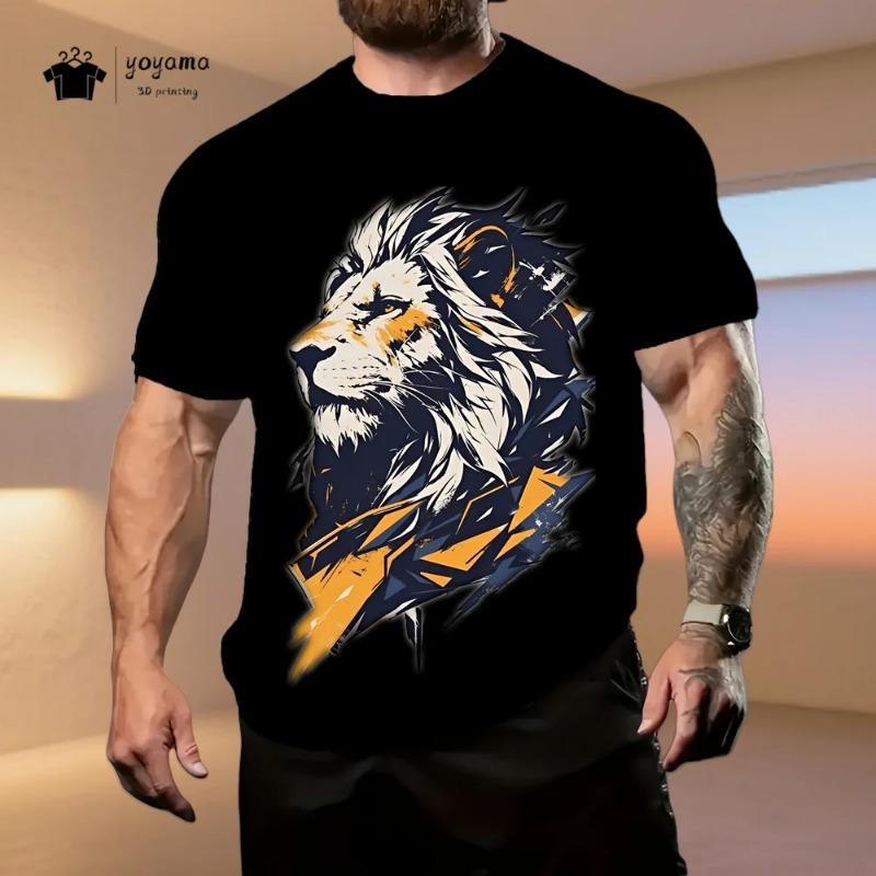 2026 Herrenbekleidung Tiger 3D-Muster T-Shirt Sommer Mode Atmungsaktives Herren Kurzarm-T-Shirt Mode Lässig Rundhals Herren Oberteile