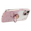 KADEM For iPhone 14 Plus Glitter Flower Pattern Cellphone Case with Ring Kickstand TPU Cover