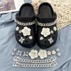 12PCS Fashion Shoe Charms Set Accessories Hole Shoe Buckle White Flower Diamond Chain DIY Shoes Decorations Kid Woman Girls Gift