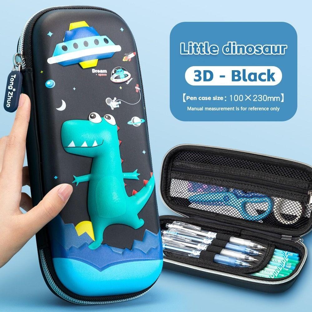 Cartoon 3D Dinosaurs Pencil Case EVA Large Capacity Pen Bag Waterproof Zipper Closure Stationery Storage Box Girls Boys