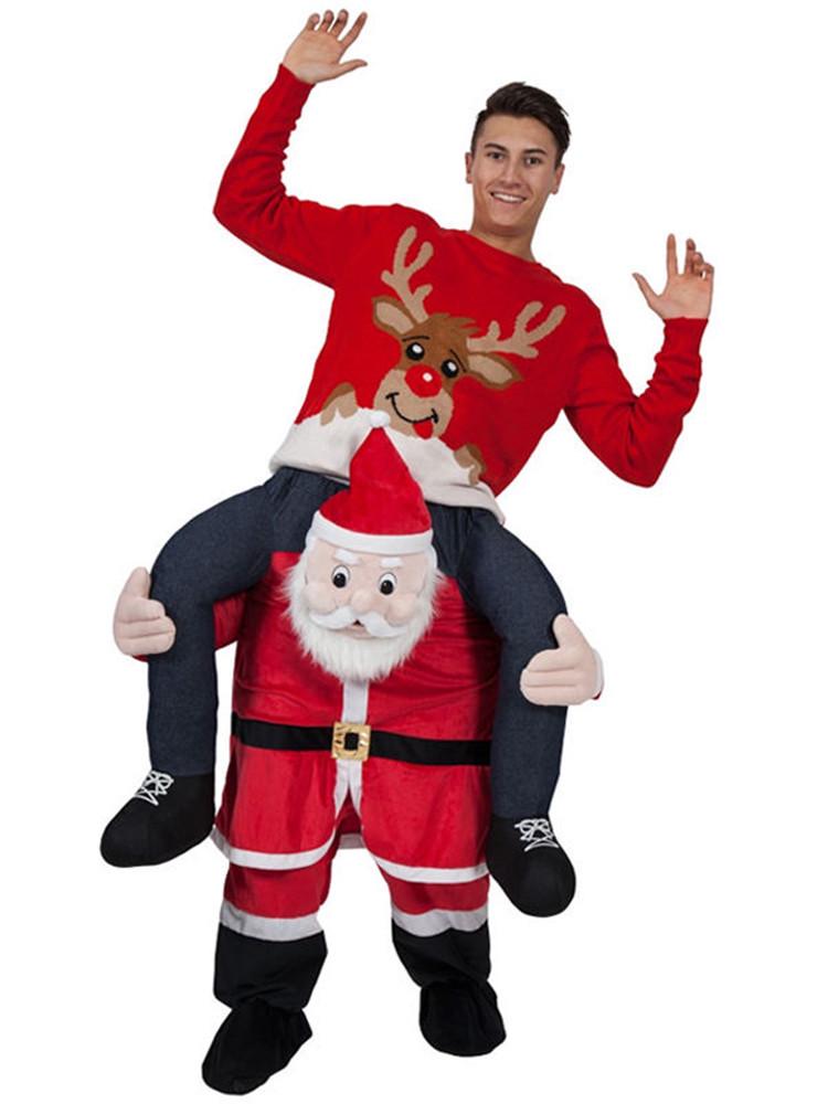 Weihnachtsmann & Rentier Aufsitz-Hosenkostüm: Lustiges Weihnachts-Schneemann & Halloween Carry Me Kostüm