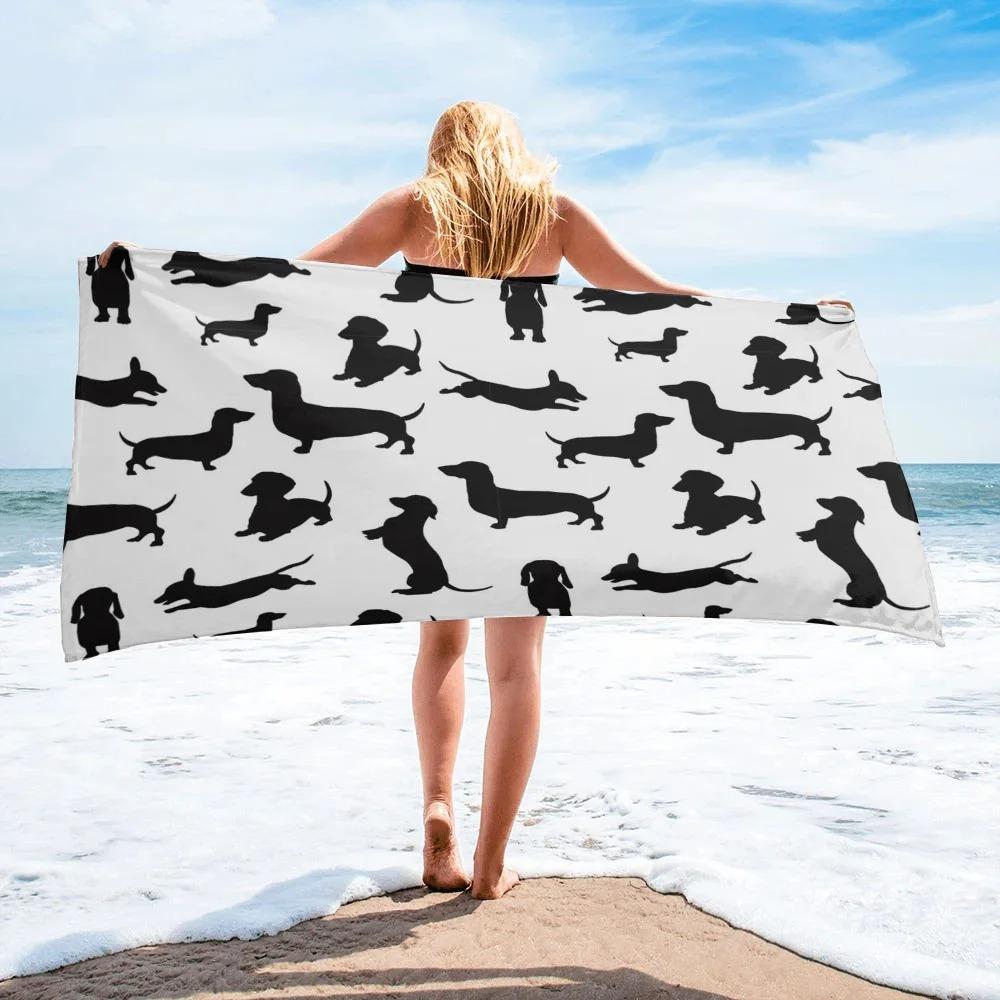 Serviette de plage en microfibre douce à imprimé intégral, dessin animé Dackel multicolore, pour pique-nique d'été, natation, vacances, cadeau