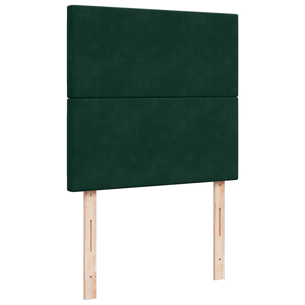 Box Spring Bed with Mattress Dark Green 80 X 200 Cm Velvet
