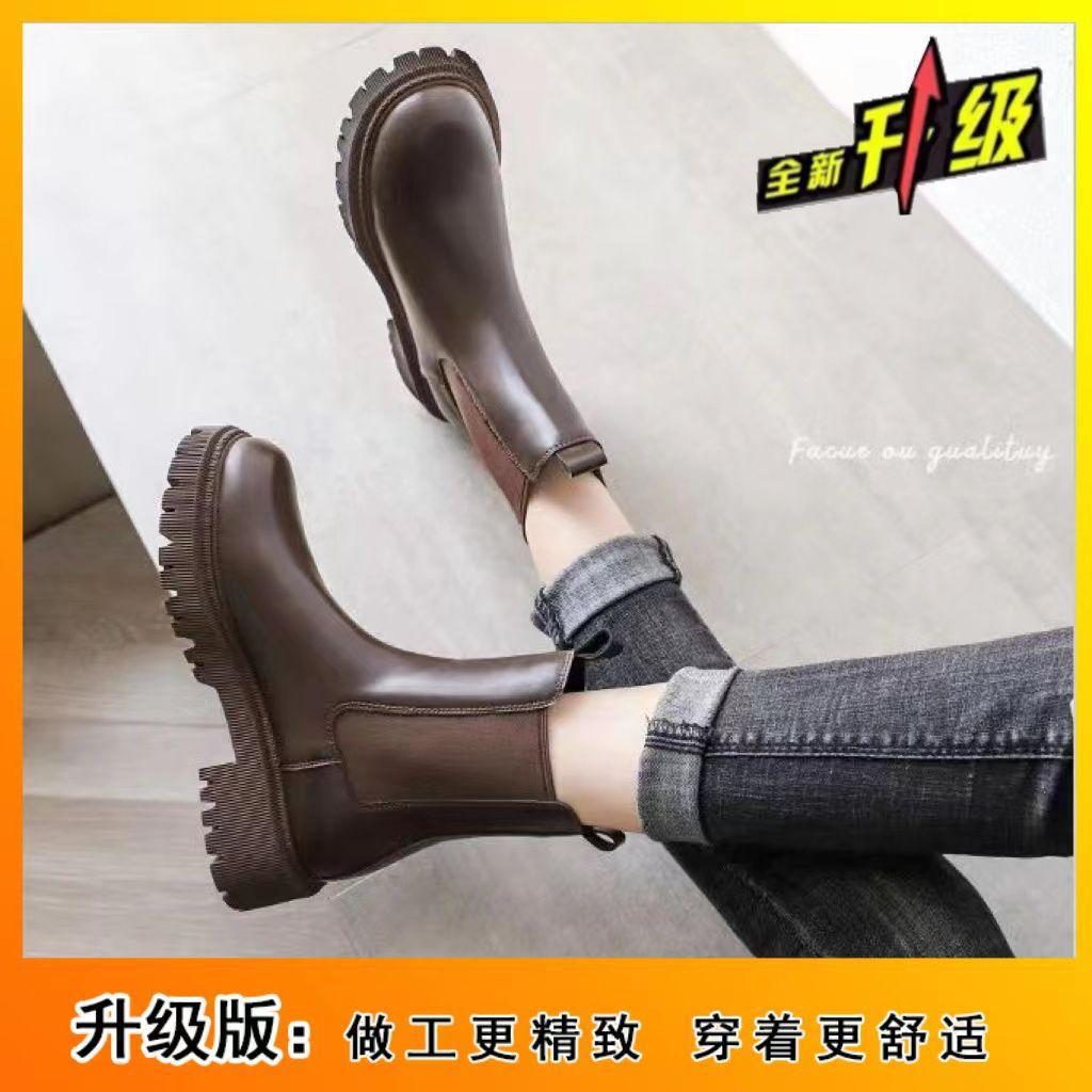 

Британские ботинки Мартин осень и зима универсальные 2025 новые французские маленькие короткие ботинки тонкие ботинки ботинки Челси инс тренд 40