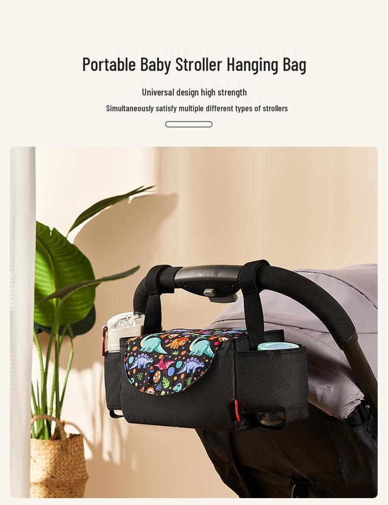 Multifunctional Baby Stroller Hanging Bag - Portable Storage for Bottles, Cups & Diapers