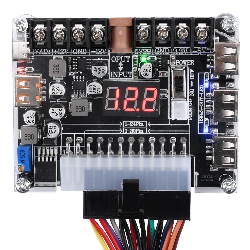 20/24-pin ATX power adapter board, adjustable voltage LED digital display power module, suitable for mobile phones and tablets