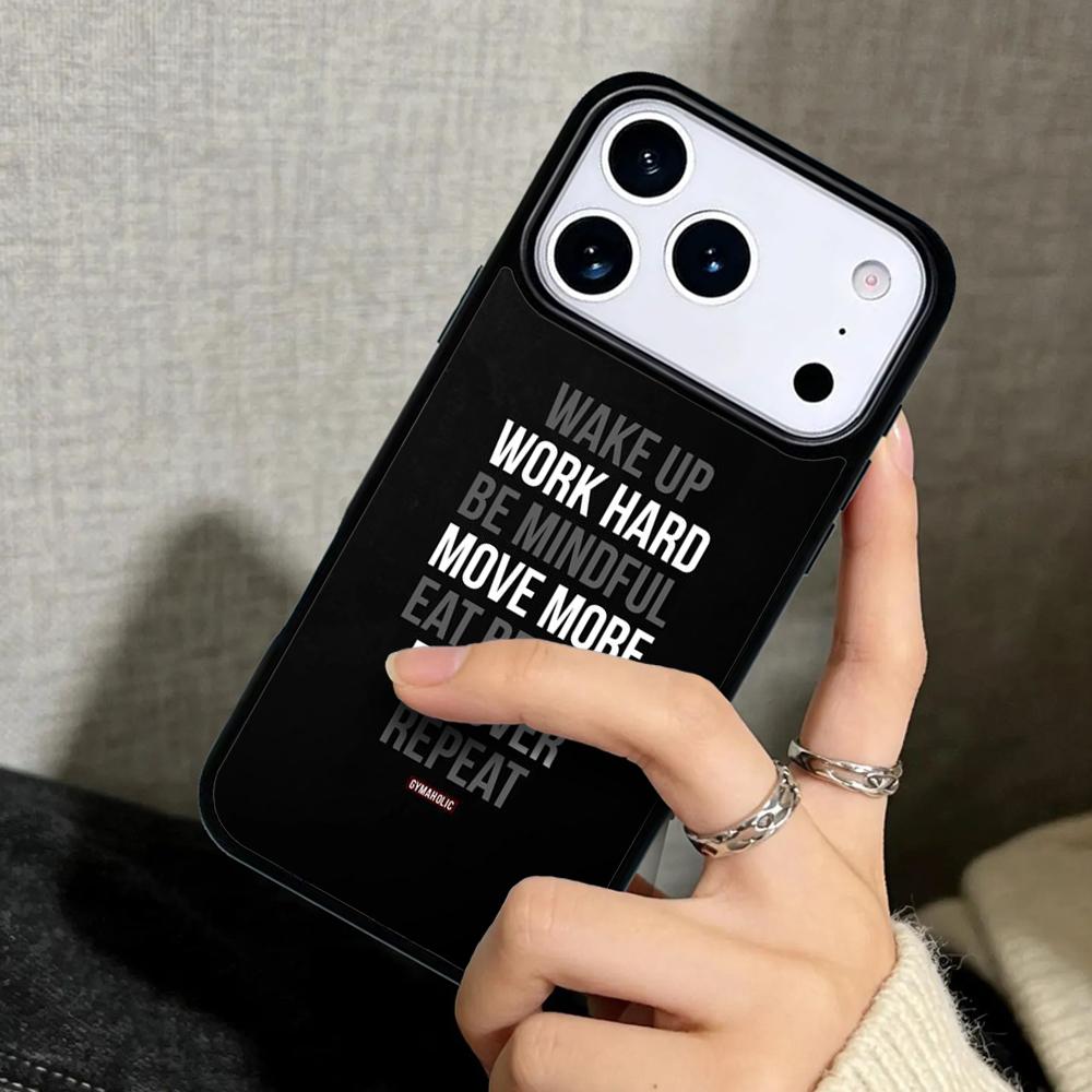 Capa Case for iPhone 17 Air 16 Pro Max 15 Plus 11 13 Mini 14 12 Back Phone Cover Motivational Gym Fitness Quotes