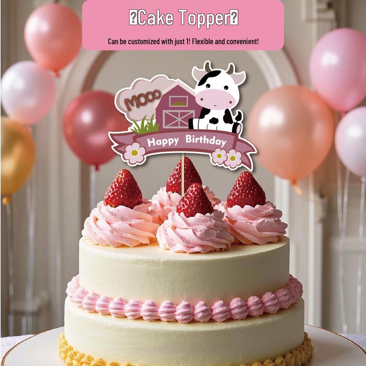 Pastoral Farm-Themed Birthday Cake Decoration Card
