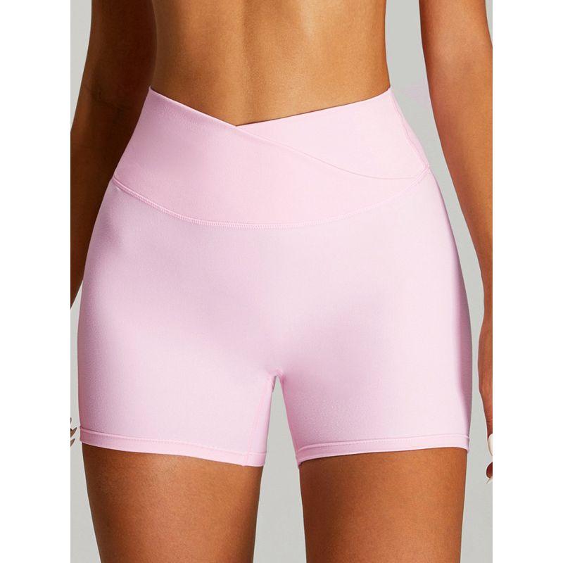 Fashion Export Nude Feel Cross High Waist Yoga Shorts Women's Outwear Running Fitness Pants Skinny Peach Hip Lifting Sport