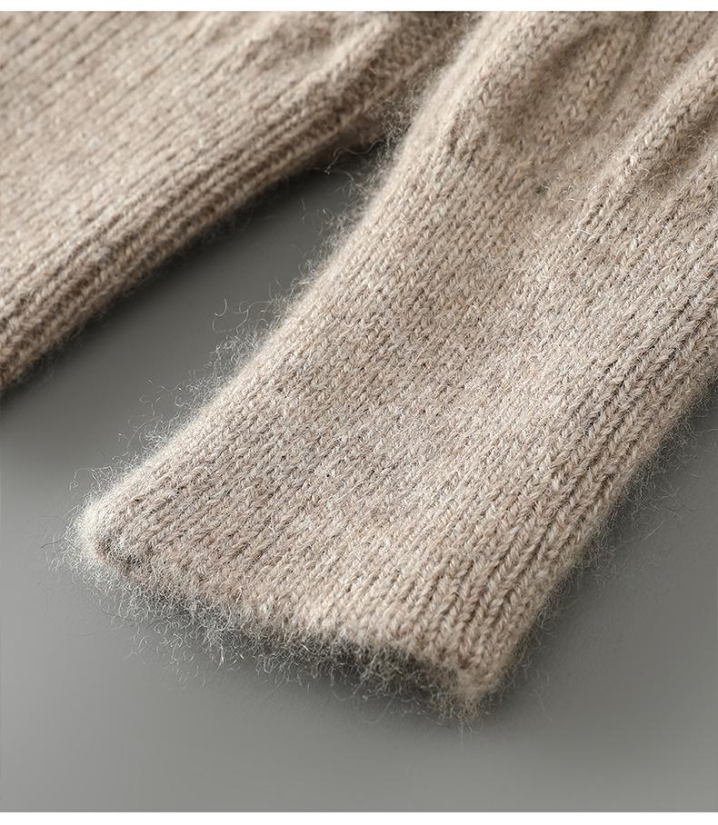 Men's Thick Cable Knit Wool Cardigan Sweater - Camel