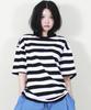 Deumakeu Bold Stripe Oversized Short Sleeve T-Shirt Black