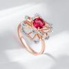 Shiny Red Natural Zircon Ring For Women Fashion  Rose Gold  Color Mix High Quality Daily Fine Retro Jewelry