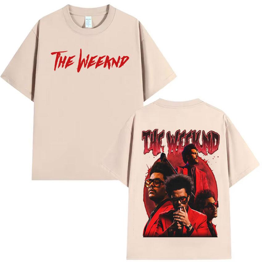 Popový zpěvák Umělec The Weeknd Oboustranný potisk Tričko Pánské oblečení Tričko Estetické Bavlněné Tričko Krátký rukáv Volné Pohodlné Tričko